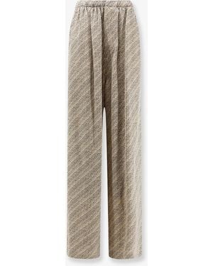 Balenciaga Monogram Silk Pants - Natural