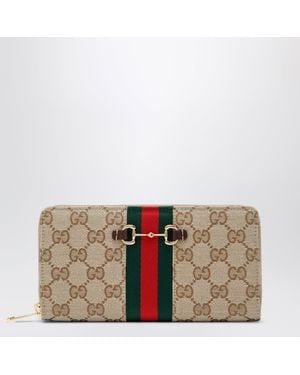 Gucci Horsebit Web Zipped Wallet - Natural