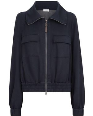 Brunello Cucinelli Cotton And Silk Sweatshirt - Blue