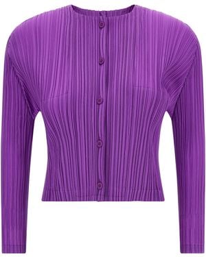 Pleats Please Issey Miyake 'Monthly Colors: August' Cardigan - Purple
