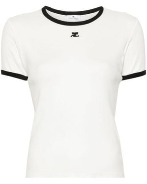Courreges Courrèges Contrast Cotton T-Shirt - White