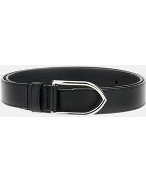 Jacquemus Sleek Narrow Leather Belt With Embossed Logo - Black