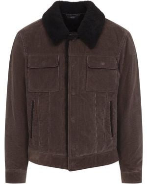 Tom Ford 900 Wale Cord Sherling Collar Trucker - Brown