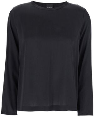 Le Plain Silk Long Sleeve Blouse - Black