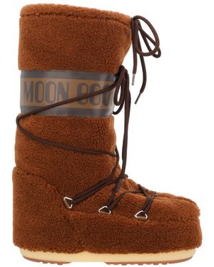 Moon Boot "Icon" Boot With Logo - Brown