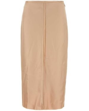 Ami Paris Skin Stretch Satin Skirt - Natural