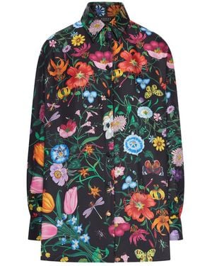 Gucci Printed Silk Twill Shirt - Gray