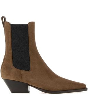 Brunello Cucinelli Mud Suede Ankle Boots - Brown