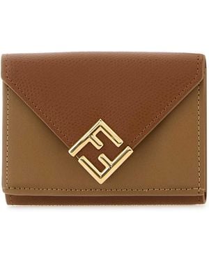 Fendi Two-Tone Leather Wallet - Brown