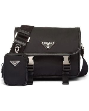 Prada Re-Nylon And Saffiano Shoulder Bag - Black