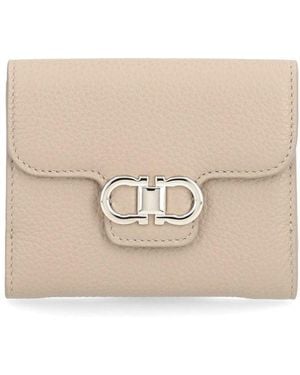 Ferragamo Compact "Gancini" Wallet - Natural