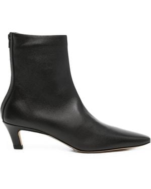 TOTEME Leather Heel Ankle Boots - Black