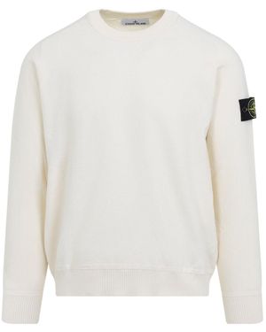 Stone Island Ivory Cotton Crew Neck - White