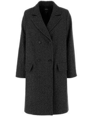 A.P.C. Embroidered Wool Blend Woara Coat - Black