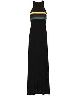 Saint Laurent Striped Jersey Crepe Tank Dress - Black