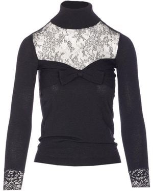 Valentino Garavani Laces Long Sleeves Top - Blue
