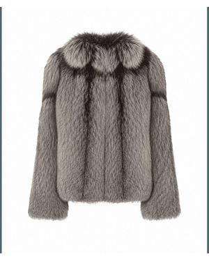 Yves Salomon Four Renard Real Fur Jacket - Gray