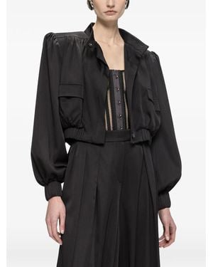 Nissa Oversized Cropped Viscose Jacket - Black