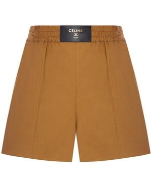 Celine Cotton Blend Shorts With Elastic Waist - Natural