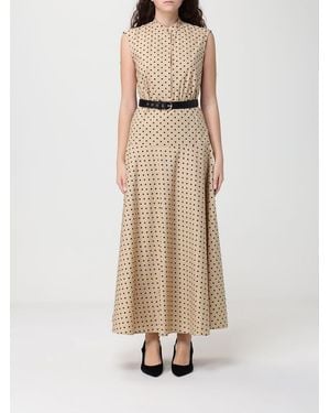 Max Mara Polka Dot Poplin Midi Dress - Natural