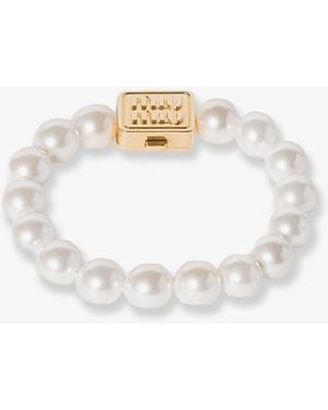 Miu Miu Metal And Perals Bracelet - White
