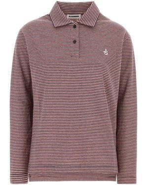 Jil Sander Embroidered Cotton Oversize Polo Shirt - Purple