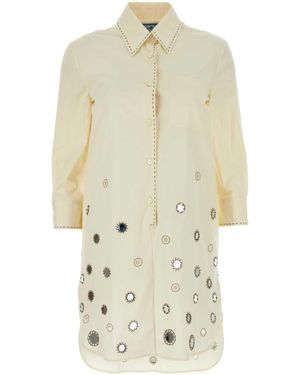 Prada Sand Cotton Shirt Dress - White