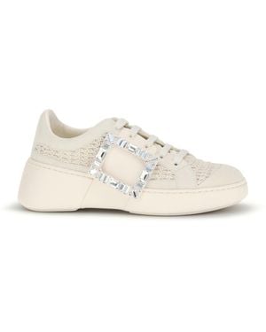 Roger Vivier Viv' Skate Leather Sneakers With Embroderies Details - White
