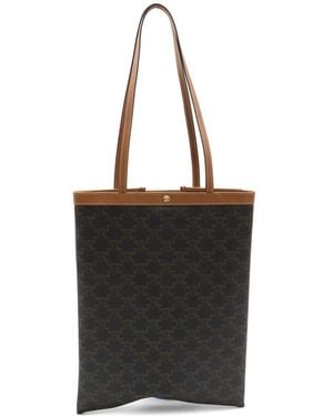 Celine Flat Triomphe Canvas Medium Tote - Black