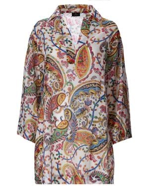 Etro Mini Dress With "Paisley" Print - Gray