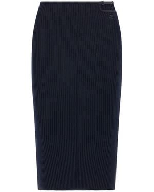 Courreges 'Loop Rib Knit' Skirt - Blue