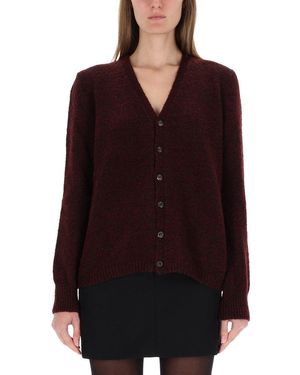 Maison Margiela Knitted V Neck Cardigan - Red