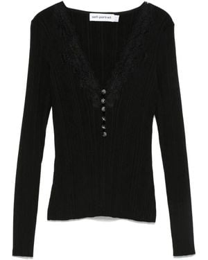 Self-Portrait Denim Bandeau Top - Black