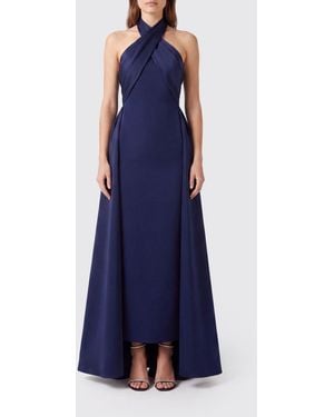 Solace London Long Cady Gown With Halterneck - Blue