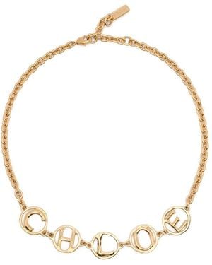 Chloé Tone Logo Charm Necklace Brass Necklaces - Metallic