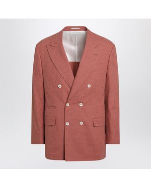 Brunello Cucinelli Peach Doublebreasted Woolblend Jacket - Red