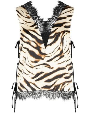 Ganni Ivory Viscose Tank Top - Black