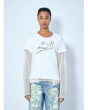 Acne Studios Layered Mesh Sleeve T-Shirt - White