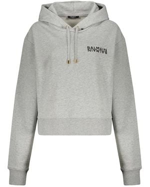 Balmain Logo Hoodie - Gray