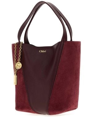 Chloé Grape Leather And Suede Small Spin Bucket Bag - Red