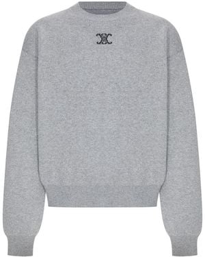 Celine Cashmere Crew-Neck Sweater With Front Logo - Gray