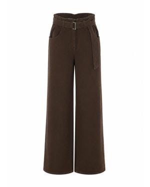Brunello Cucinelli Belted Wide Jeans - Brown
