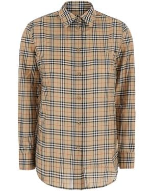 Burberry 'Emma' Shirt With Ekd Embroidery On The Front And All-Over Check Motif - Multicolor