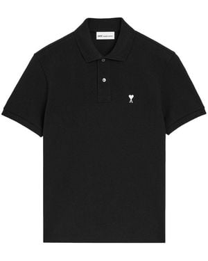 Ami Paris Ami De Coeur Cotton Polo Shirt - Black