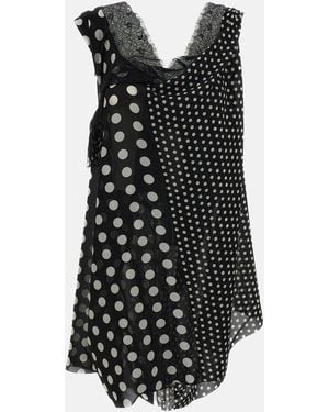 Junya Watanabe Polka Dot Lace Insert Tank Top - Black