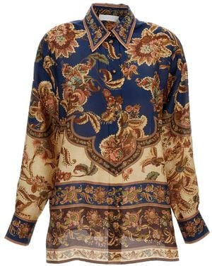 Zimmermann Aster Printed Silk Shirt - Blue