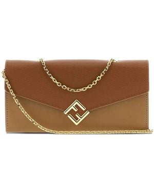 Fendi Wallet On Chain Ff Diamonds - Brown