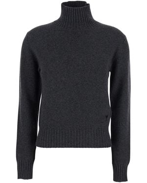 Ami Paris Solid Turtle Neck Sweater - Blue