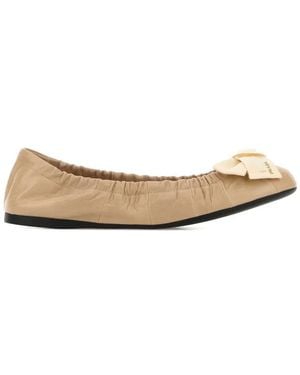 Prada Logo Ballet Flats - Natural