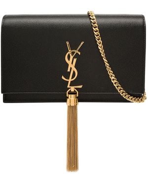 Saint Laurent 'Kate' Clutch With Cassandre And Tassel Detail - Black